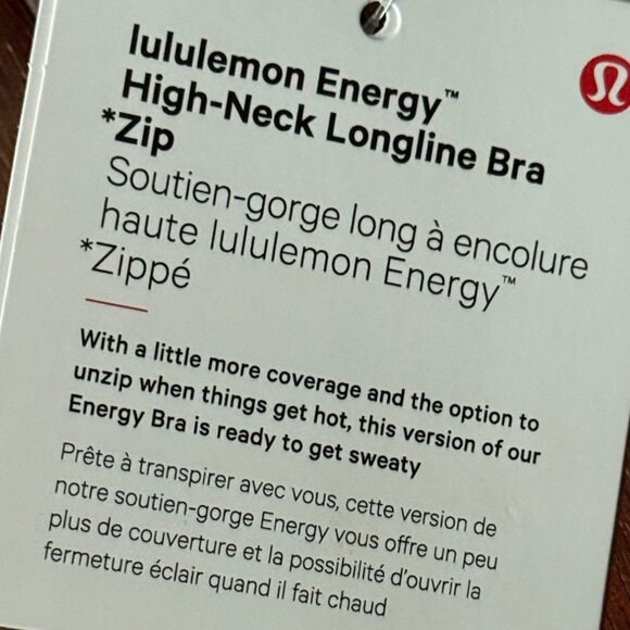 Lululemon Energy High Neck Longline Zip Bra Sz 4 Hawaiian Blue NWT Discontinued - Picture 8 of 16